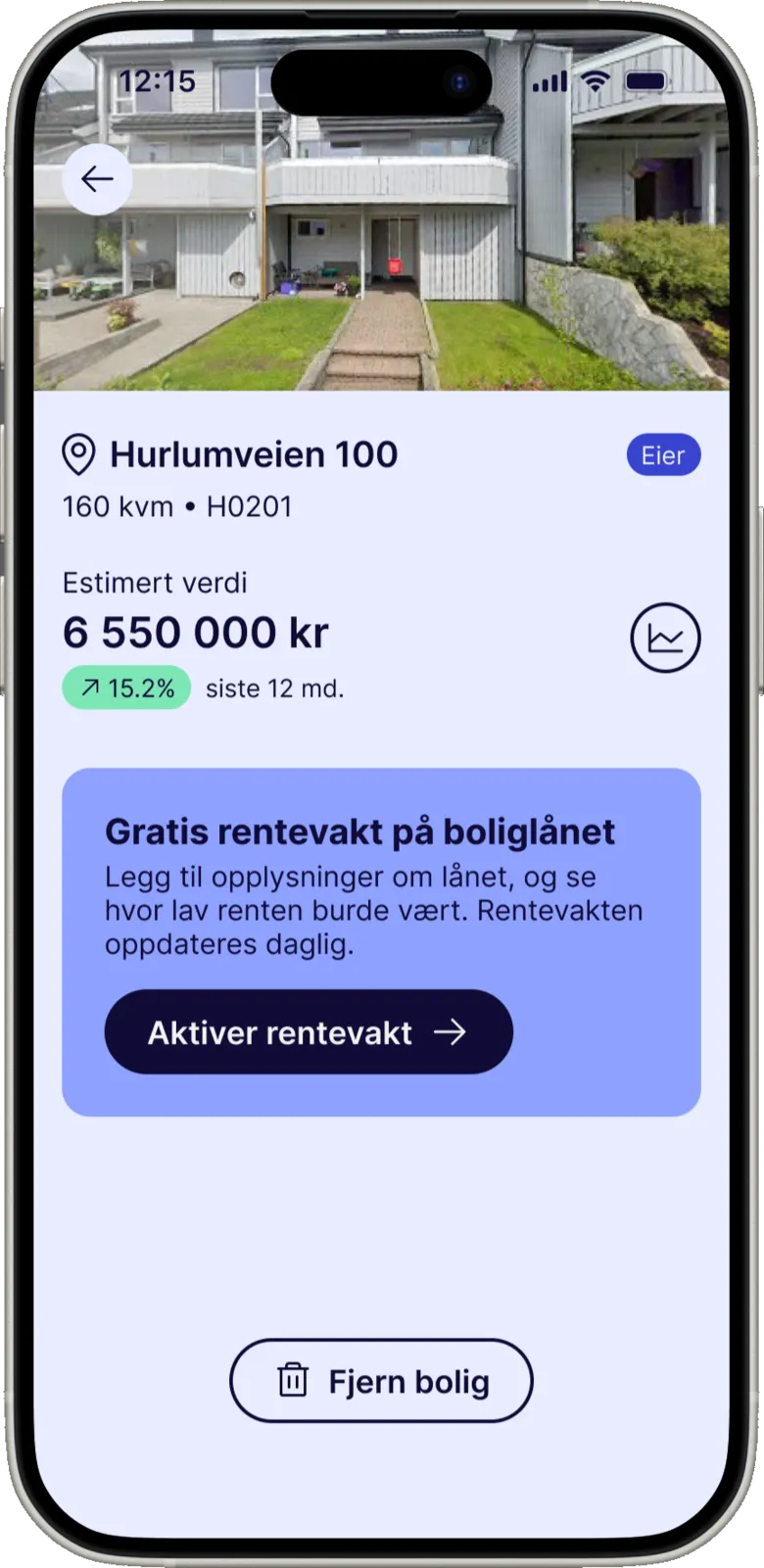 Rentevakt-skjermen i Horde-appen med knappen «Aktiver rentevakt».